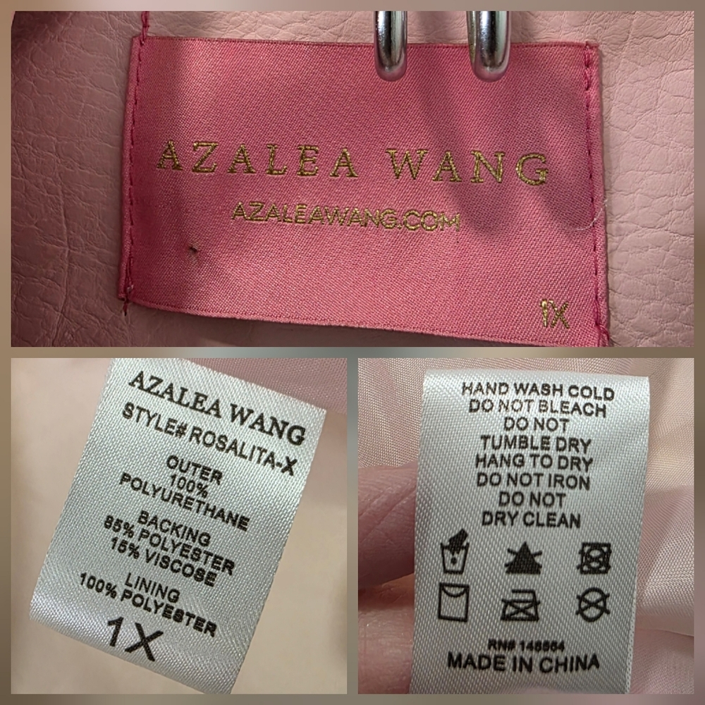 Azalea Wang Plus Rosalita Grommet Pink Faux Leather Moto Jacket Size 1X - Picture 15 of 17